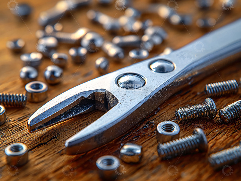 螺丝刀和螺母特写