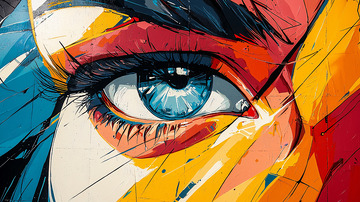 彩色抽象眼睛特写