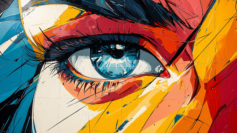 高清大图下载【趣麦麦图】彩色抽象眼睛特写