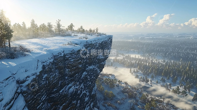 高清大图下载【趣麦麦图】雪地悬崖峭壁
