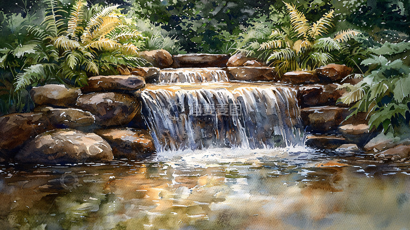 高清大图下载【趣麦麦图】溪流瀑布景观