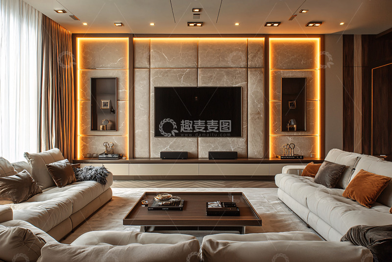 高清大图下载【趣麦麦图】现代简约客厅电视背景墙
