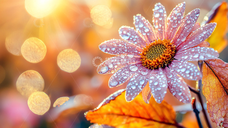 高清大图下载【趣麦麦图】秋日清晨露珠花朵