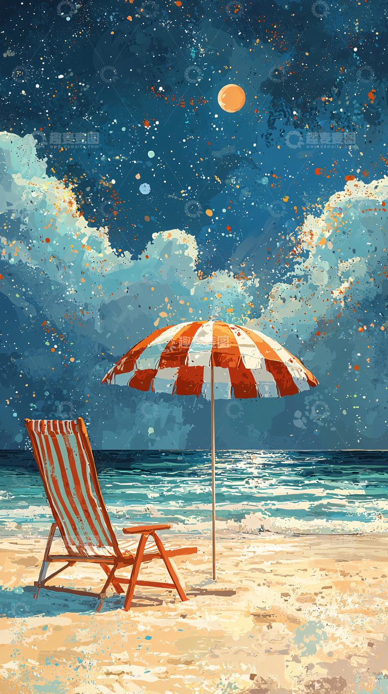 高清大图下载【趣麦麦图】星空沙滩