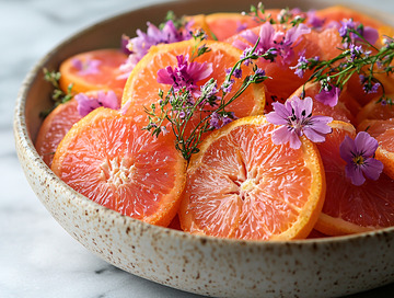 粉色葡萄柚与紫花