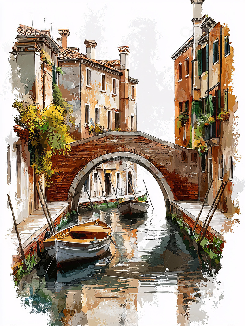 高清大图下载【趣麦麦图】威尼斯小桥流水人家