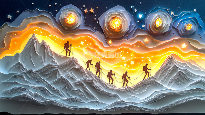 高清大图下载【趣麦麦图】星空下的登山者
