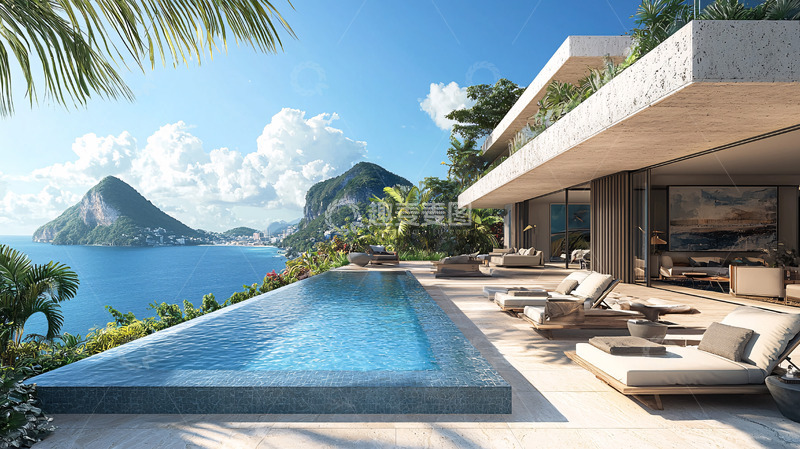 高清大图下载【趣麦麦图】海景别墅泳池设计