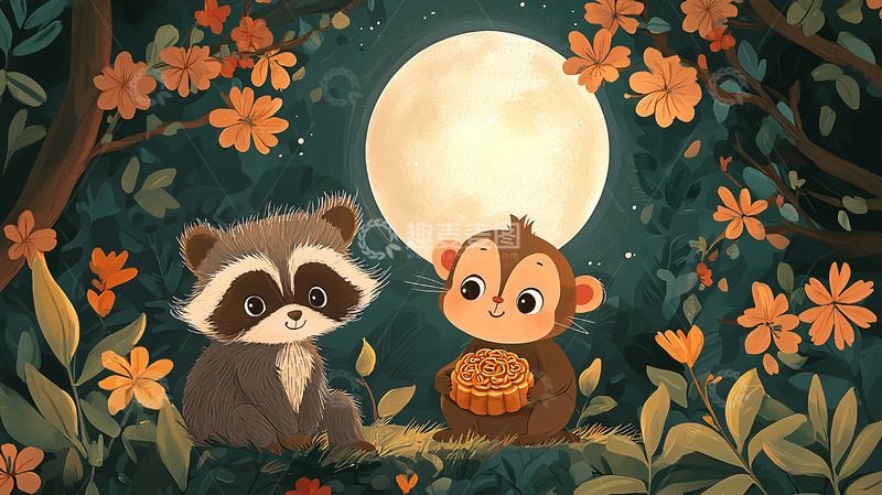 高清大图下载【趣麦麦图】中秋节卡通
