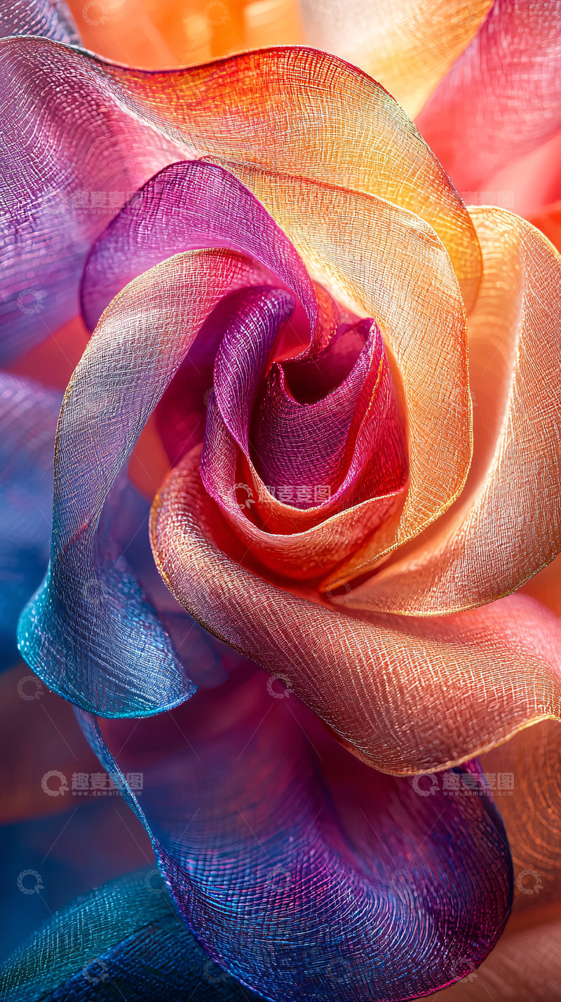 高清大图下载【趣麦麦图】彩色丝绸花朵特写