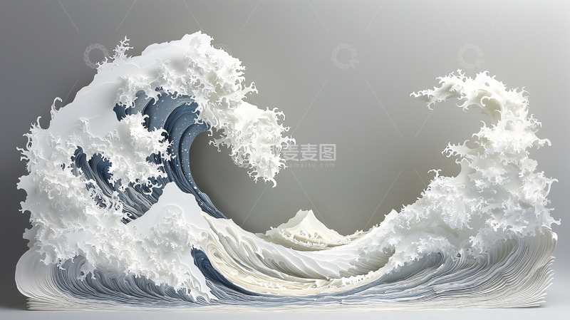 高清大图下载【趣麦麦图】白色立体海浪