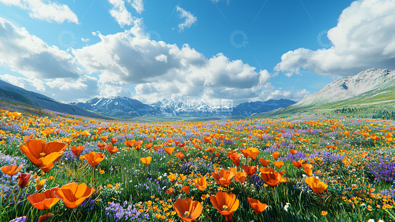 高清大图下载【趣麦麦图】春光明媚花海盛开