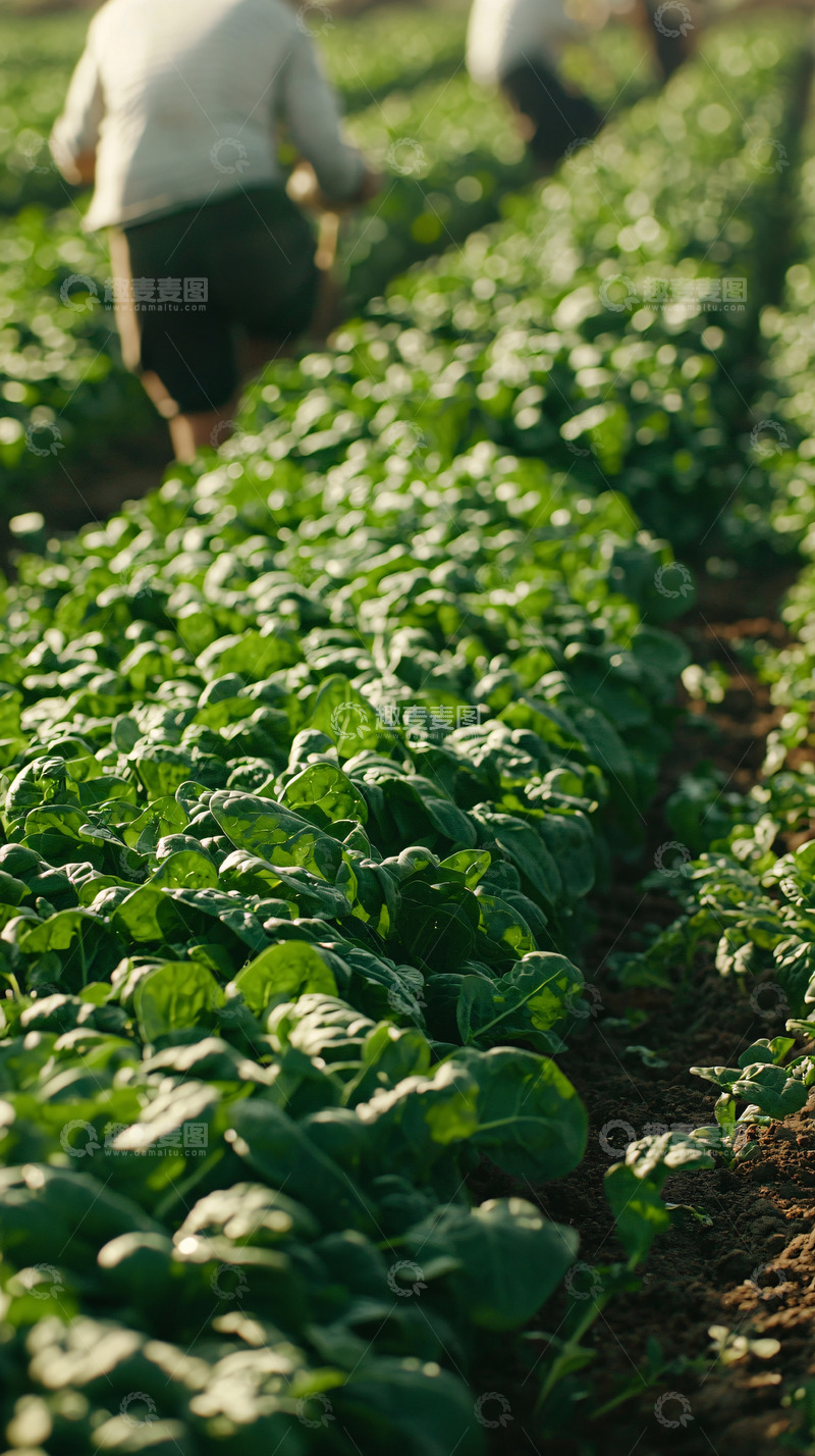 高清大图下载【趣麦麦图】农民采摘菠菜