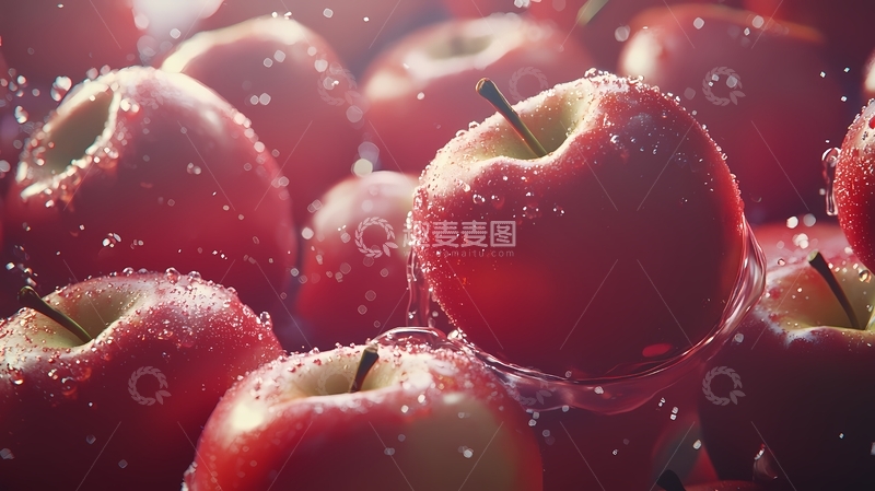 高清大图下载【趣麦麦图】-水中苹果特写