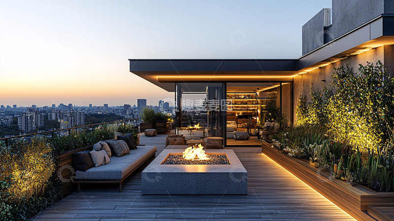 高清大图下载【趣麦麦图】高端公寓顶楼露台