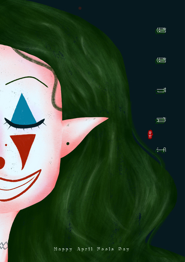 原创卡通愚人节小丑卡通插画海报