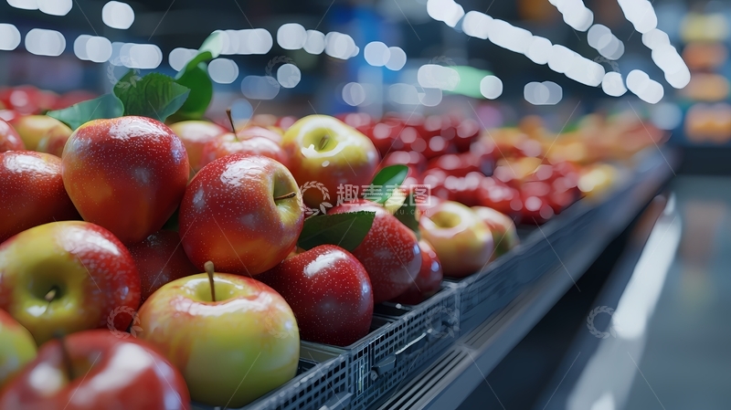 高清大图下载【趣麦麦图】货架上新鲜的苹果