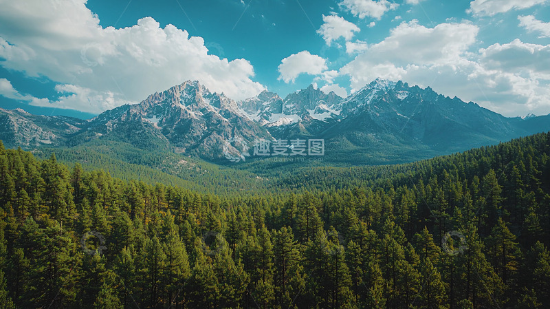 高清大图下载【趣麦麦图】壮丽山脉森林天空