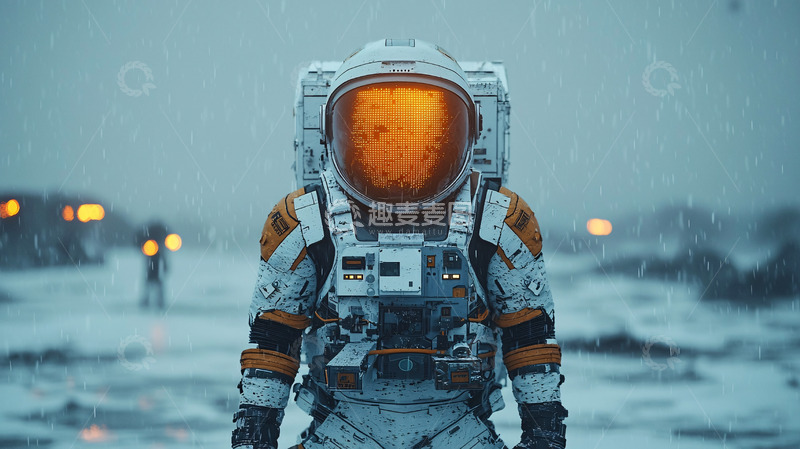 高清大图下载【趣麦麦图】太空宇航员雪地