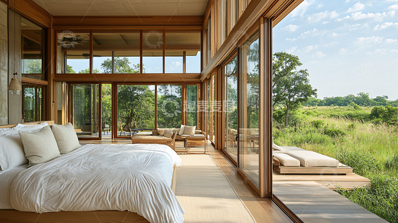 高清大图下载【趣麦麦图】极简风格卧室落地窗景观