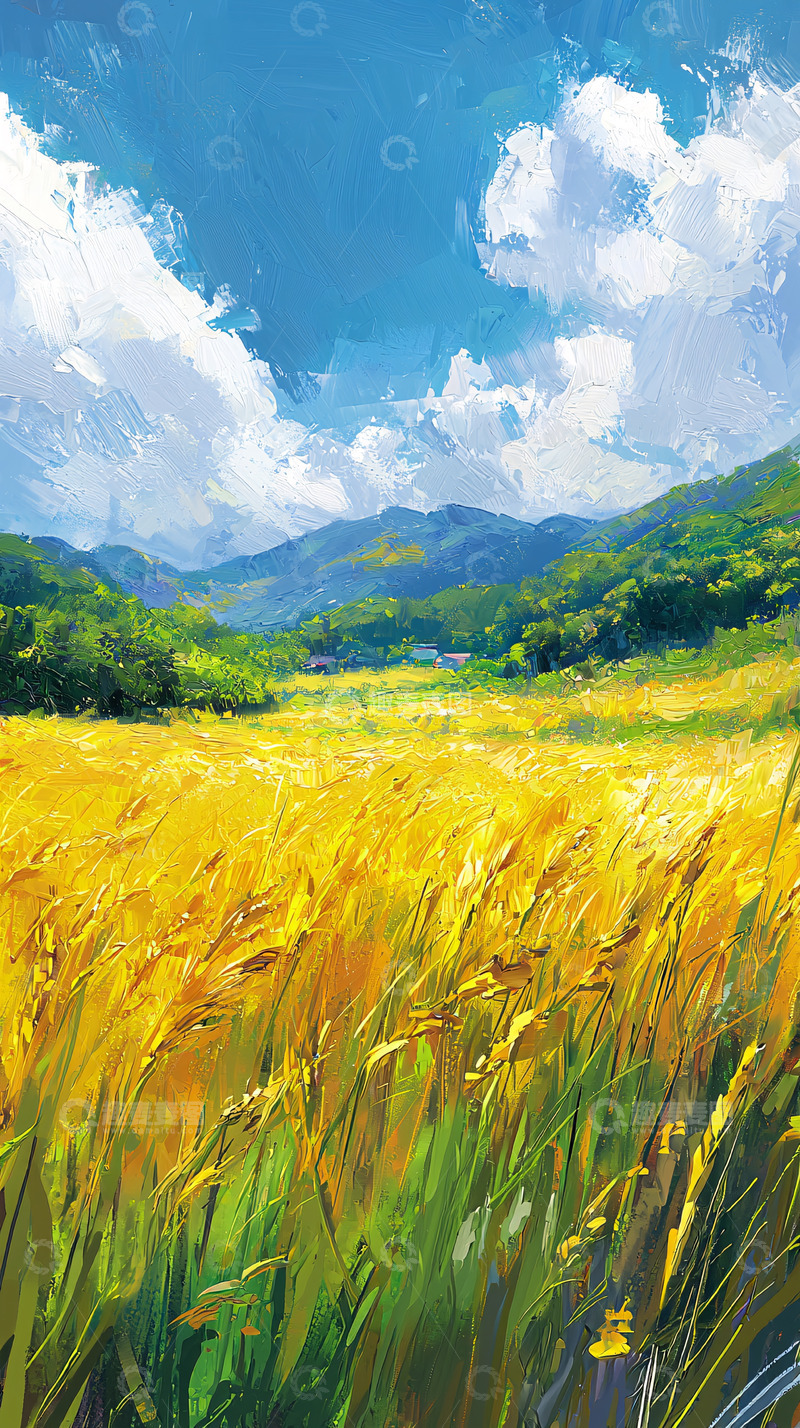 高清大图下载【趣麦麦图】金黄麦田蓝天白云