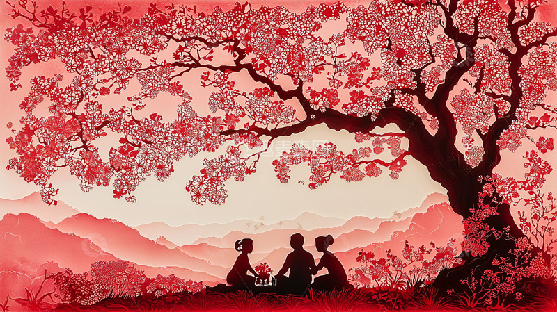 高清大图下载【趣麦麦图】红色系剪影