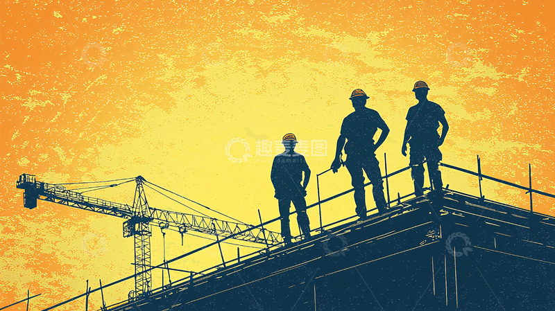 高清大图下载【趣麦麦图】工地工人剪影