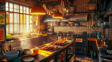 温暖复古老式厨房