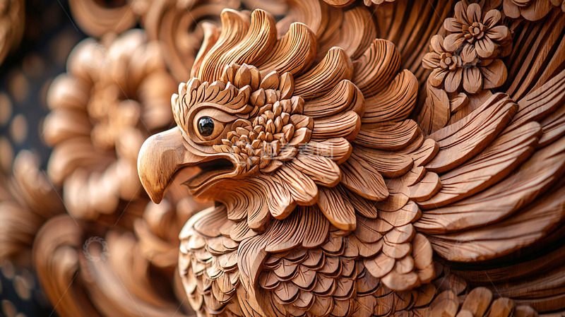 高清大图下载【趣麦麦图】精美木雕雄鹰