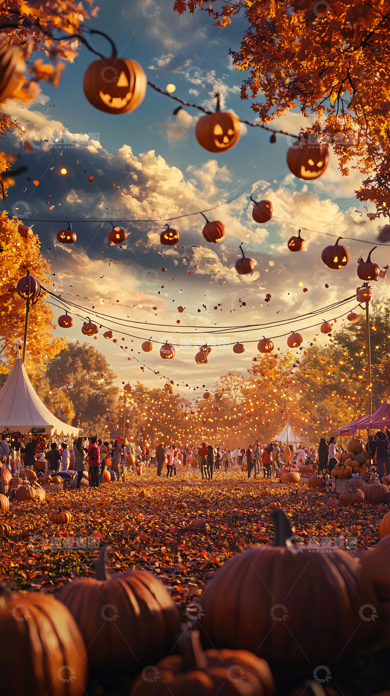 高清大图下载【趣麦麦图】秋季南瓜灯节庆典