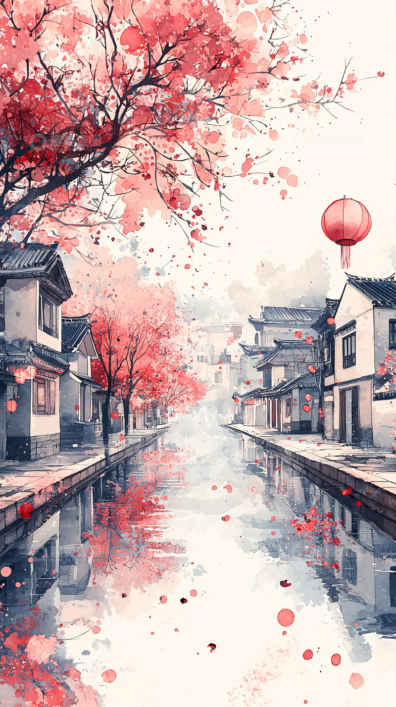 高清大图下载【趣麦麦图】水墨画古风街道