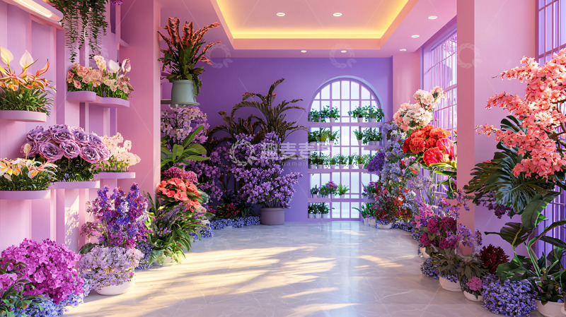 高清大图下载【趣麦麦图】梦幻紫色花店场景