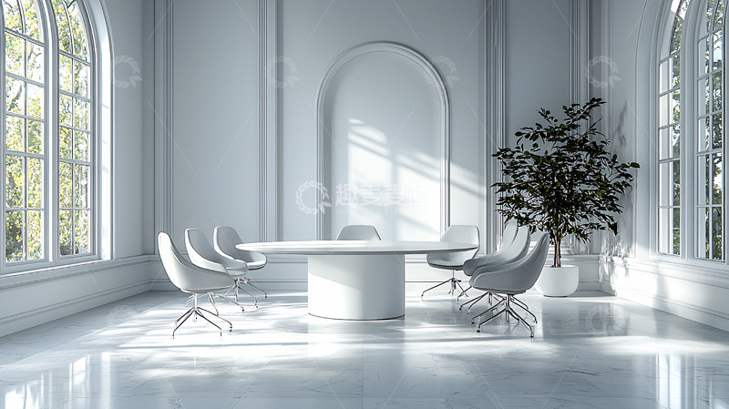 极简白色会议室