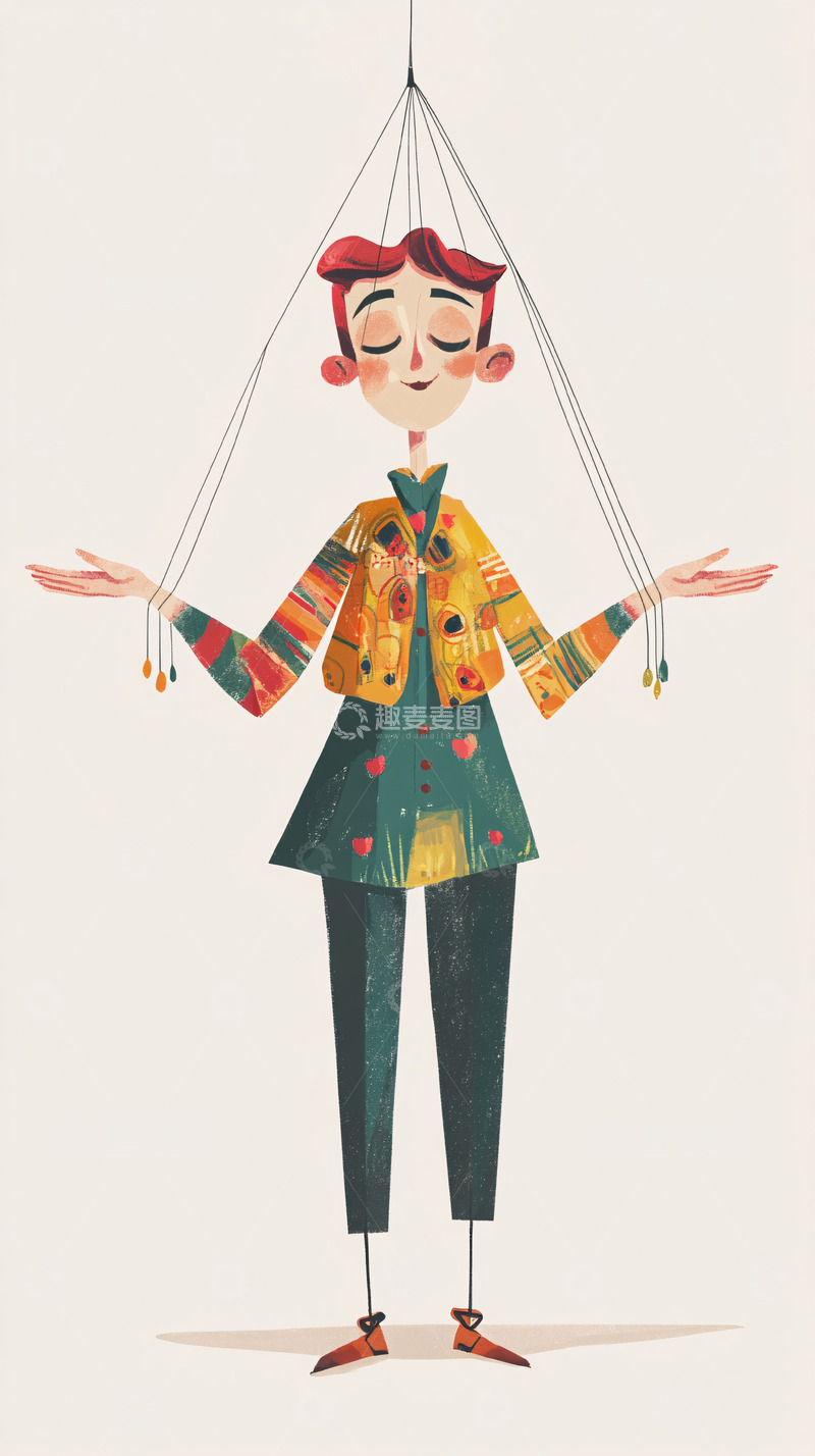 高清大图下载【趣麦麦图】线控木偶
