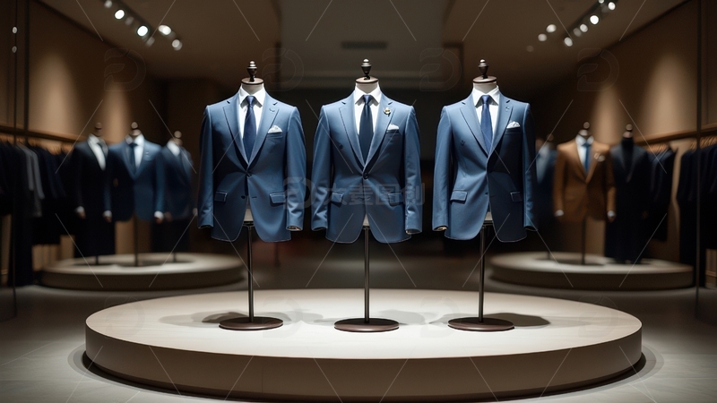 高清大图下载【趣麦麦图】蓝色西装人体模型陈列