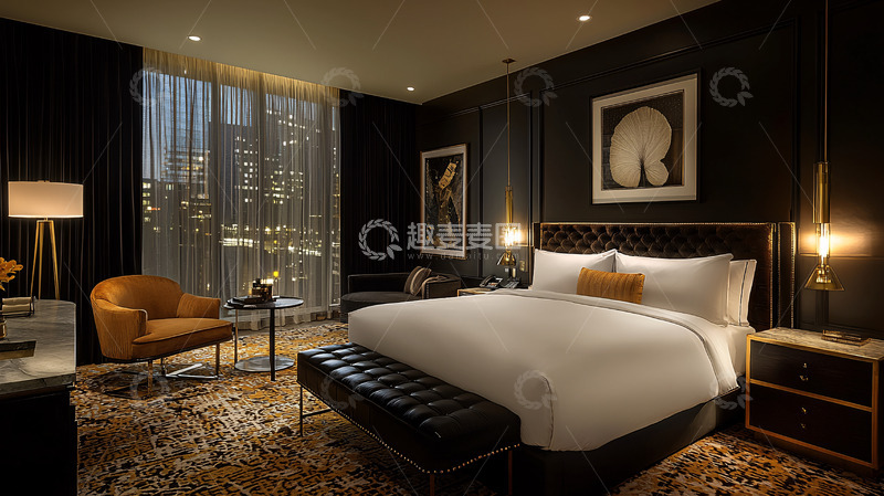 高清大图下载【趣麦麦图】-奢华酒店黑色系卧室
