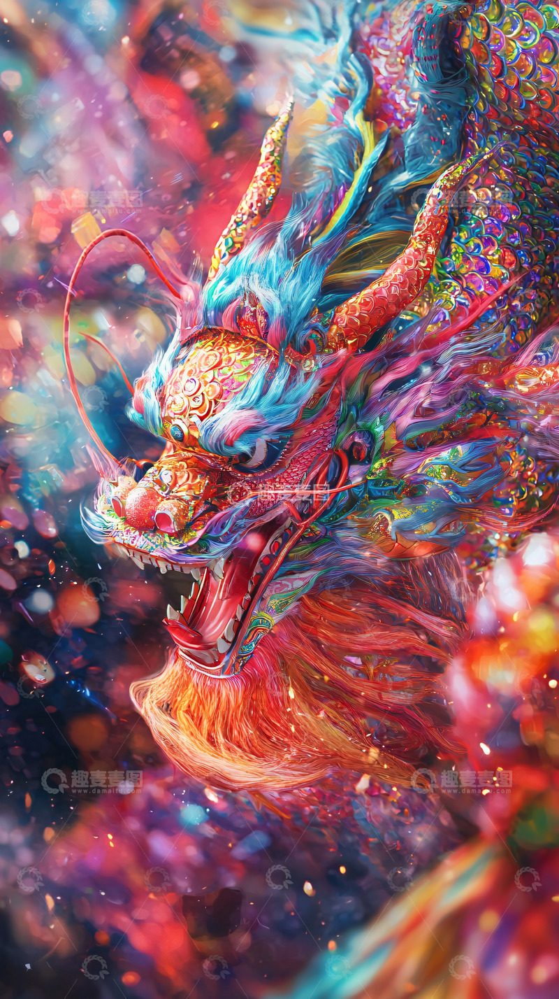 高清大图下载【趣麦麦图】彩色祥龙