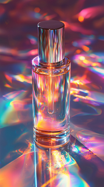 炫彩背景下的香水瓶