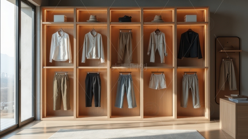 高清大图下载【趣麦麦图】木质衣柜内的服装陈列