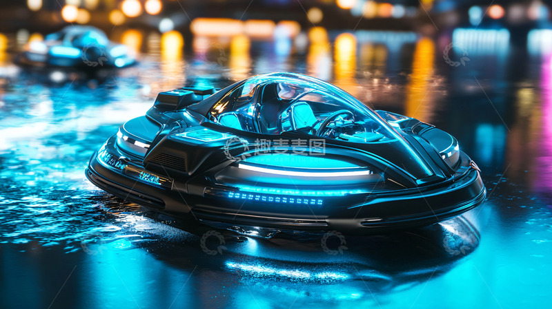 高清大图下载【趣麦麦图】未来科技水上摩托艇