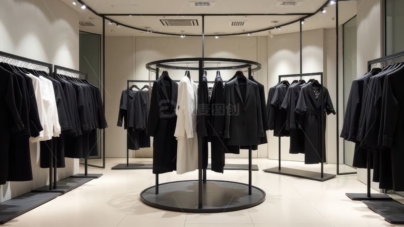 高清大图下载【趣麦麦图】黑色服装店内陈列布局