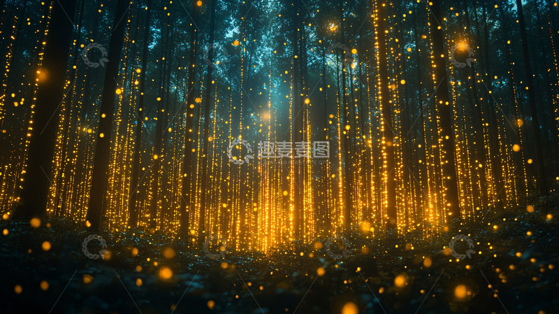 高清大图下载【趣麦麦图】萤火虫森林1