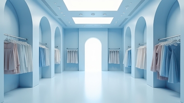 浅蓝色服装店铺陈列