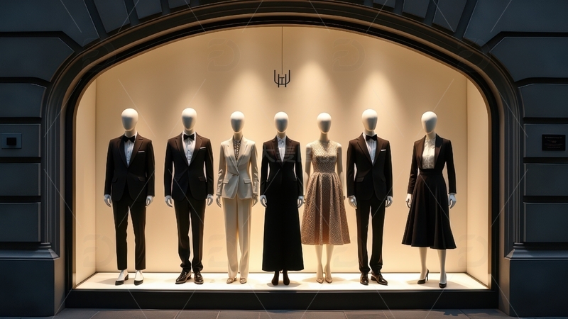 高清大图下载【趣麦麦图】橱窗内的正装人体模型