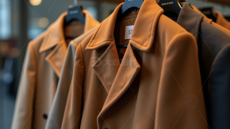 高清大图下载【趣麦麦图】驼色大衣陈列展示