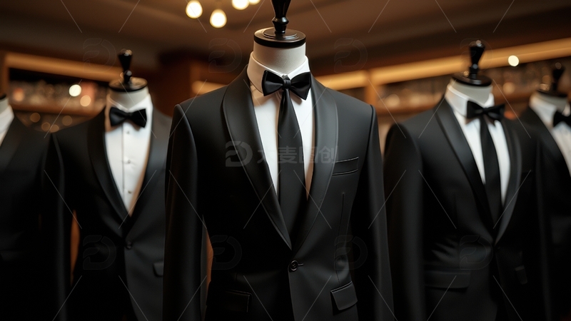 高清大图下载【趣麦麦图】黑色西装与领结陈列展示