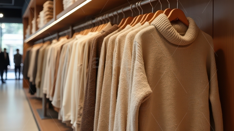 高清大图下载【趣麦麦图】米色毛衣整齐陈列展示