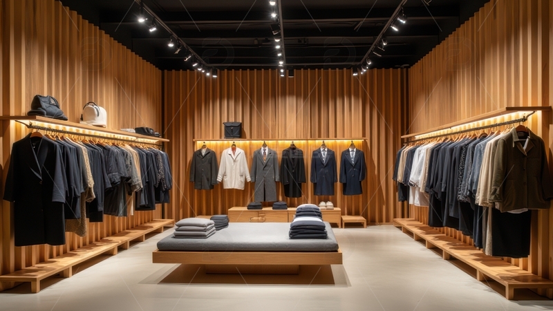 高清大图下载【趣麦麦图】木质风男装店陈列布局