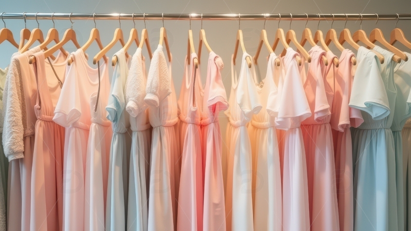 高清大图下载【趣麦麦图】浅色系连衣裙整齐陈列