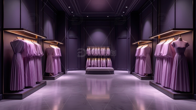 高清大图下载【趣麦麦图】紫色主题服装店陈列